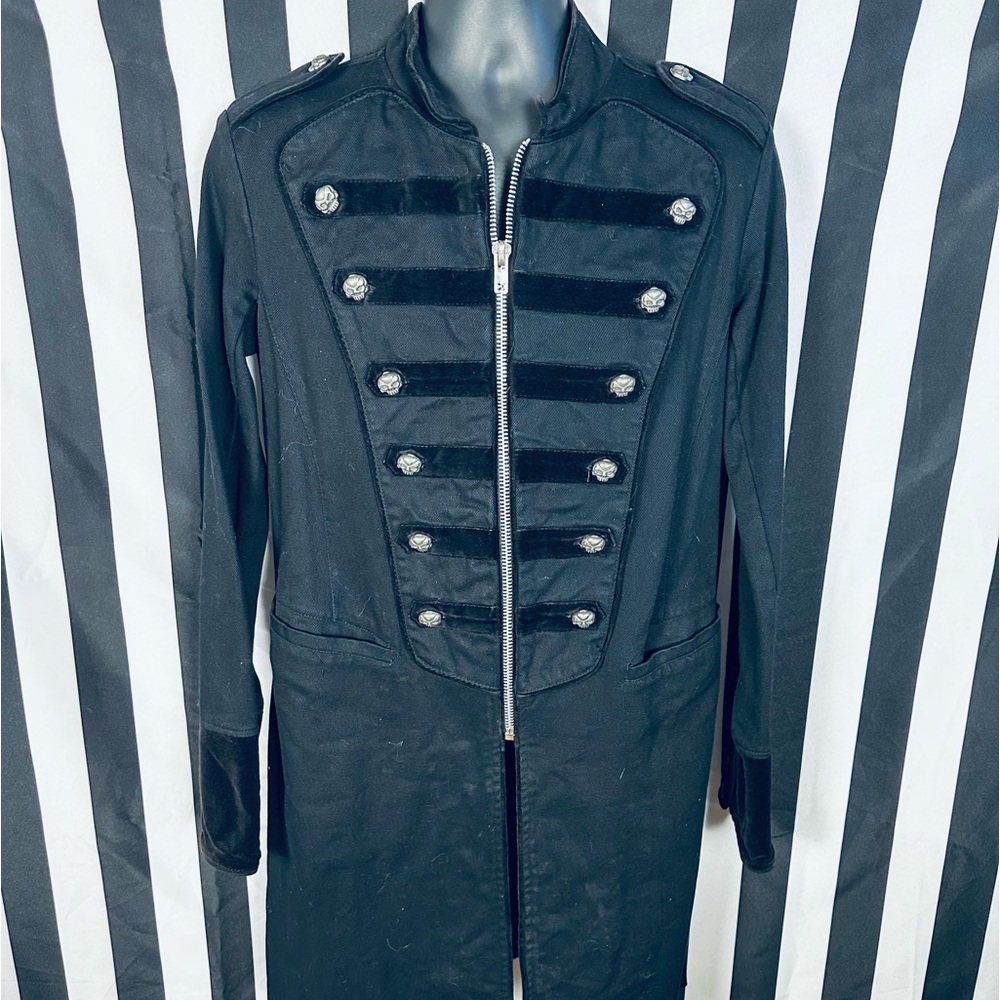 Tripp NYC Vintage Y2K Goth Punk Marching Band Canvas Denim Long Jacket - 💀